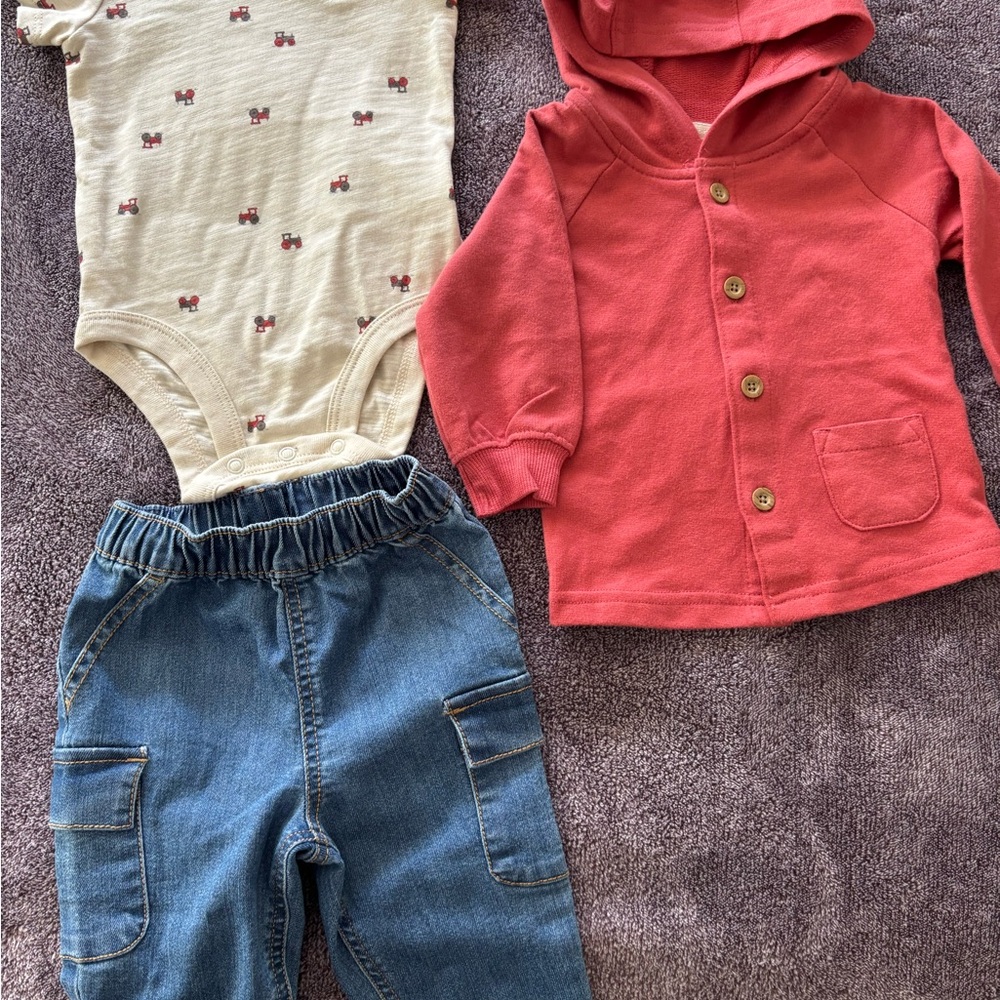 3-Piece Cardigan Set with jeans pant blue